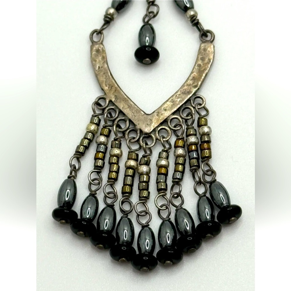 Silpada Vintage Sterling Silver Hematite Black Seed Bead Chandelier Earrings - Picture 3 of 7
